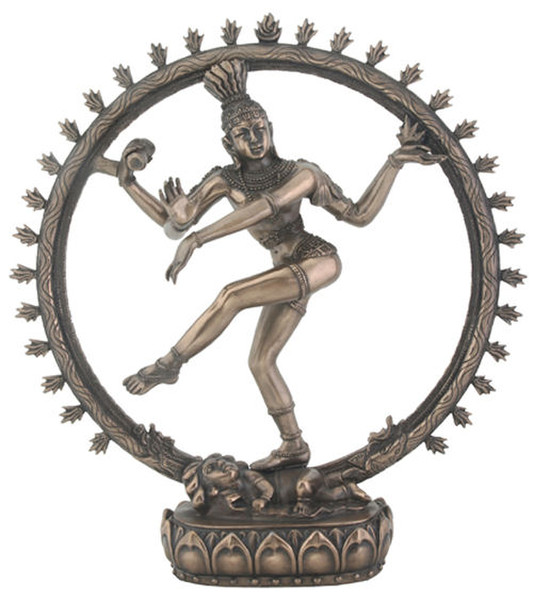 Shiva Sculpture four armed image bronze patina